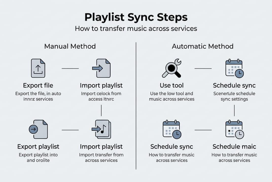 Infographic showing playlist sync manual and automatic steps