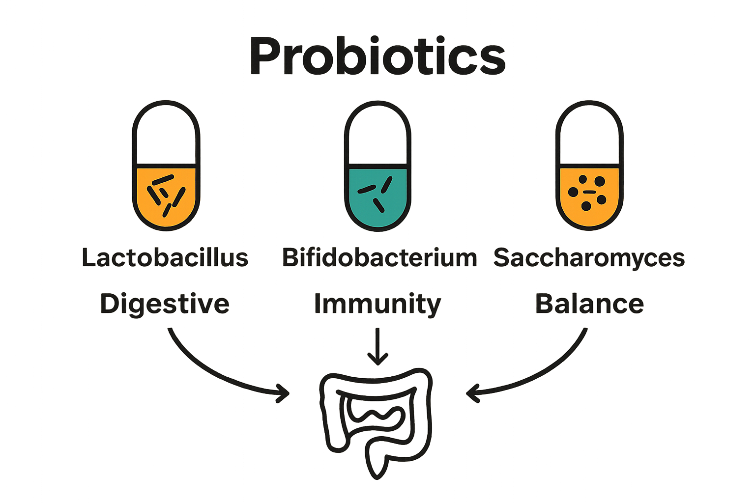 Infographic illustrating three probiotic types and their gut health roles