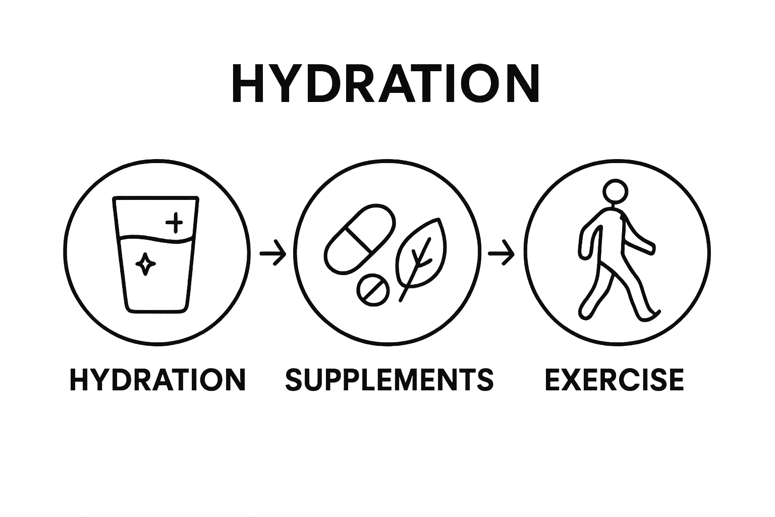 Three-step visual hydration, supplements, and exercise for liver detox