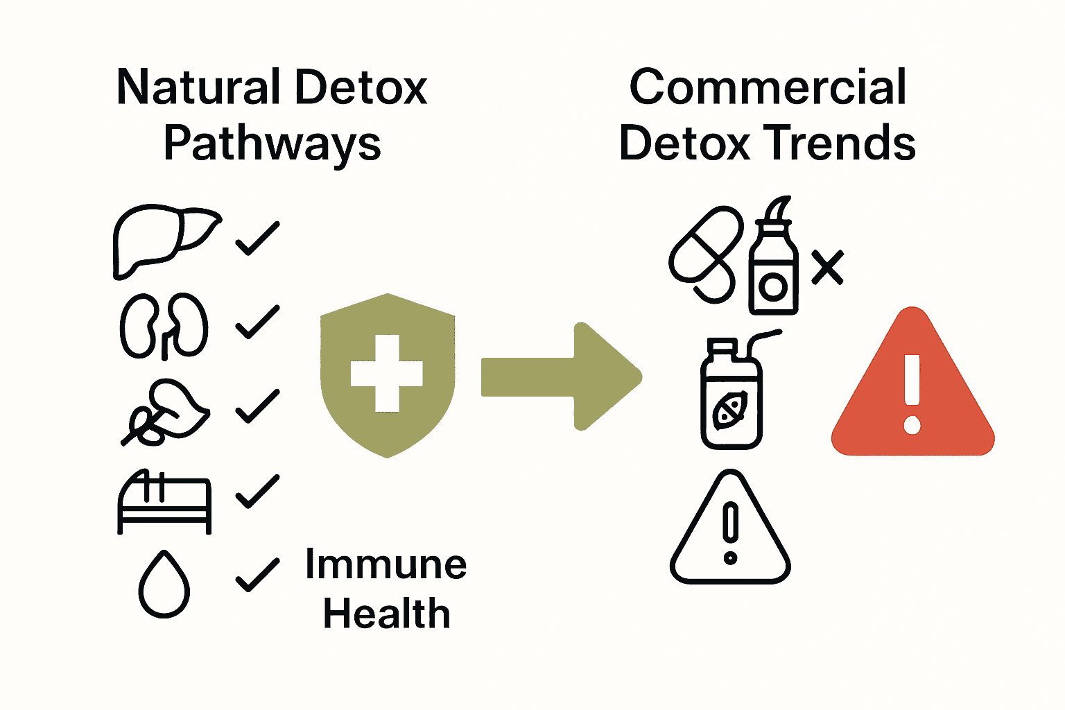 Infographic comparing science-based detox methods with commercial detox products.