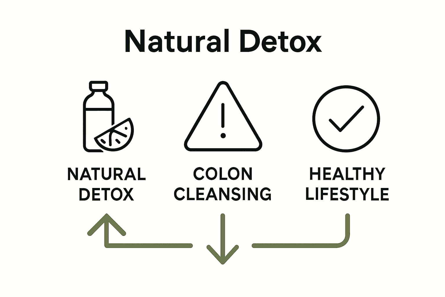 Infographic comparing natural detox, colon cleansing, and healthy lifestyle