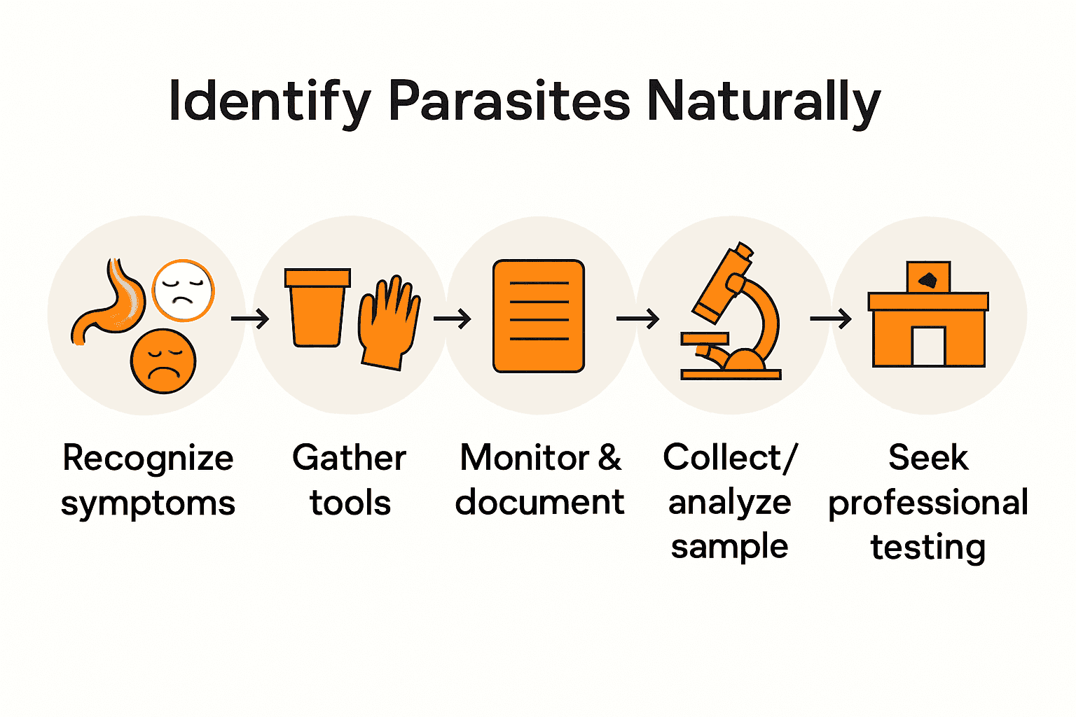 Infographic showing 5-step process for natural parasite identification