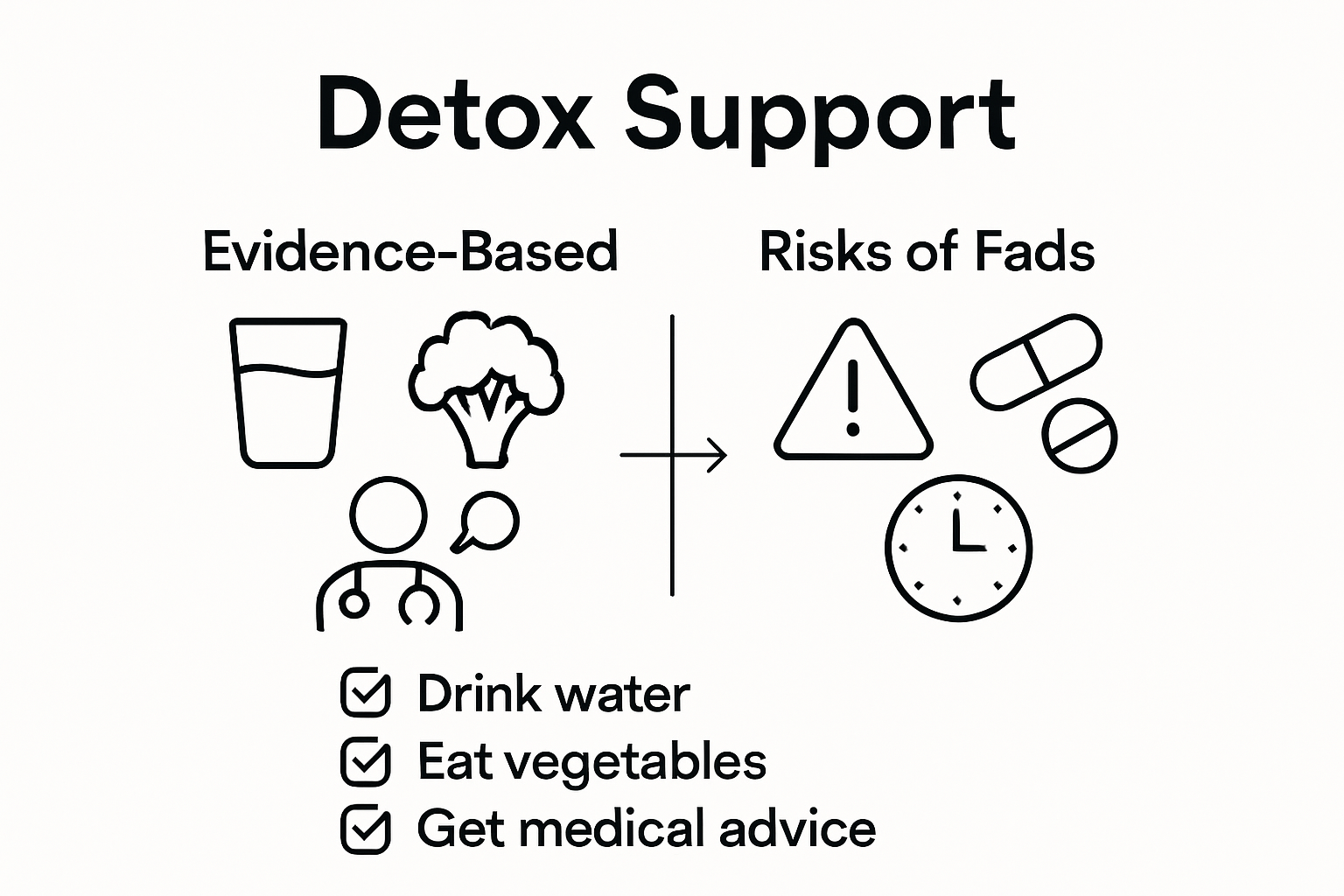 Infographic showing safe vs risky detox methods