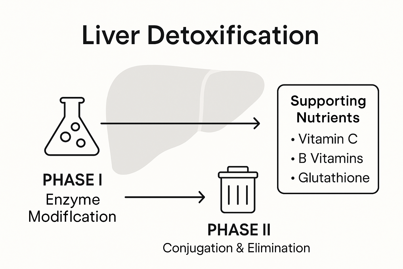 Infographic comparing liver detox phases and nutrients