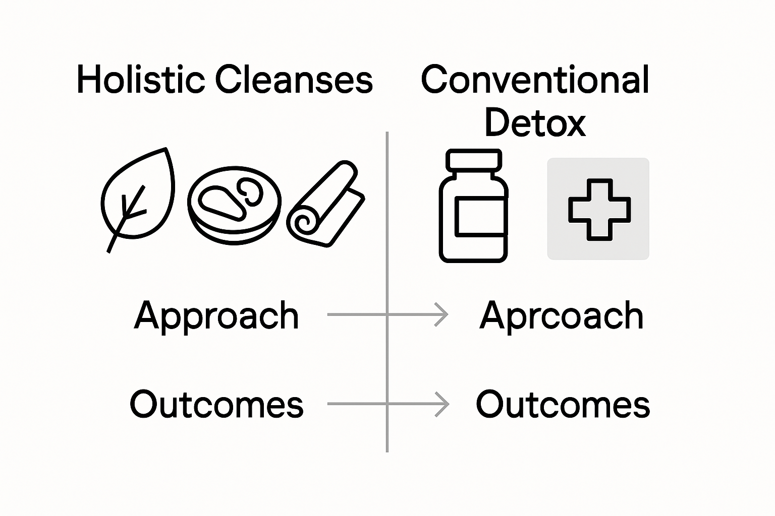 Holistic and conventional cleanse visual comparison