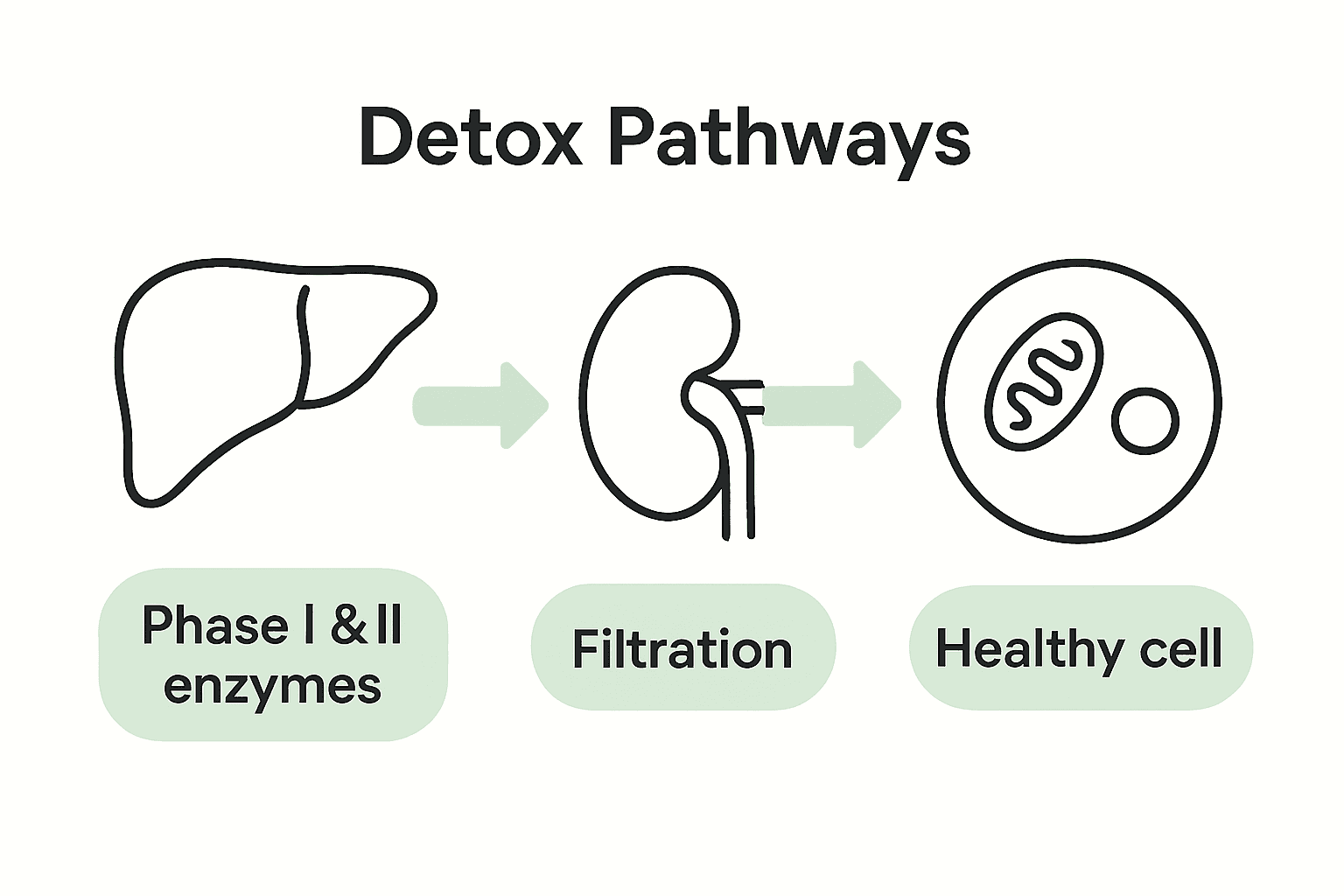 Infographic showing liver, kidney, and cellular detox