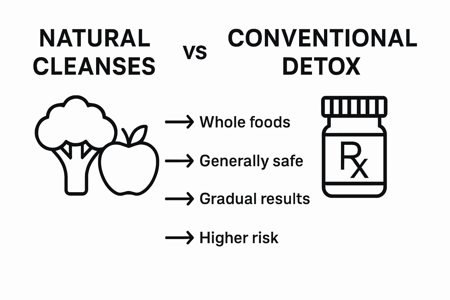 Infographic comparing natural and conventional cleanses
