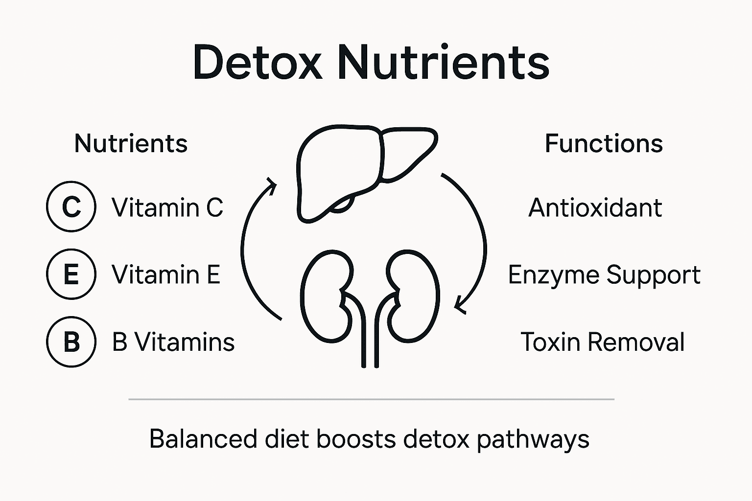 Infographic of key detox nutrients and functions