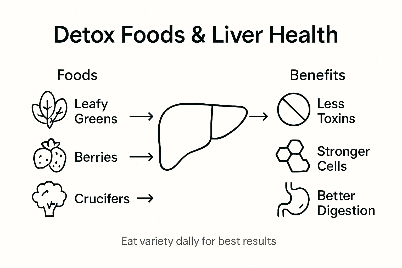Infographic showing detox foods and liver benefits