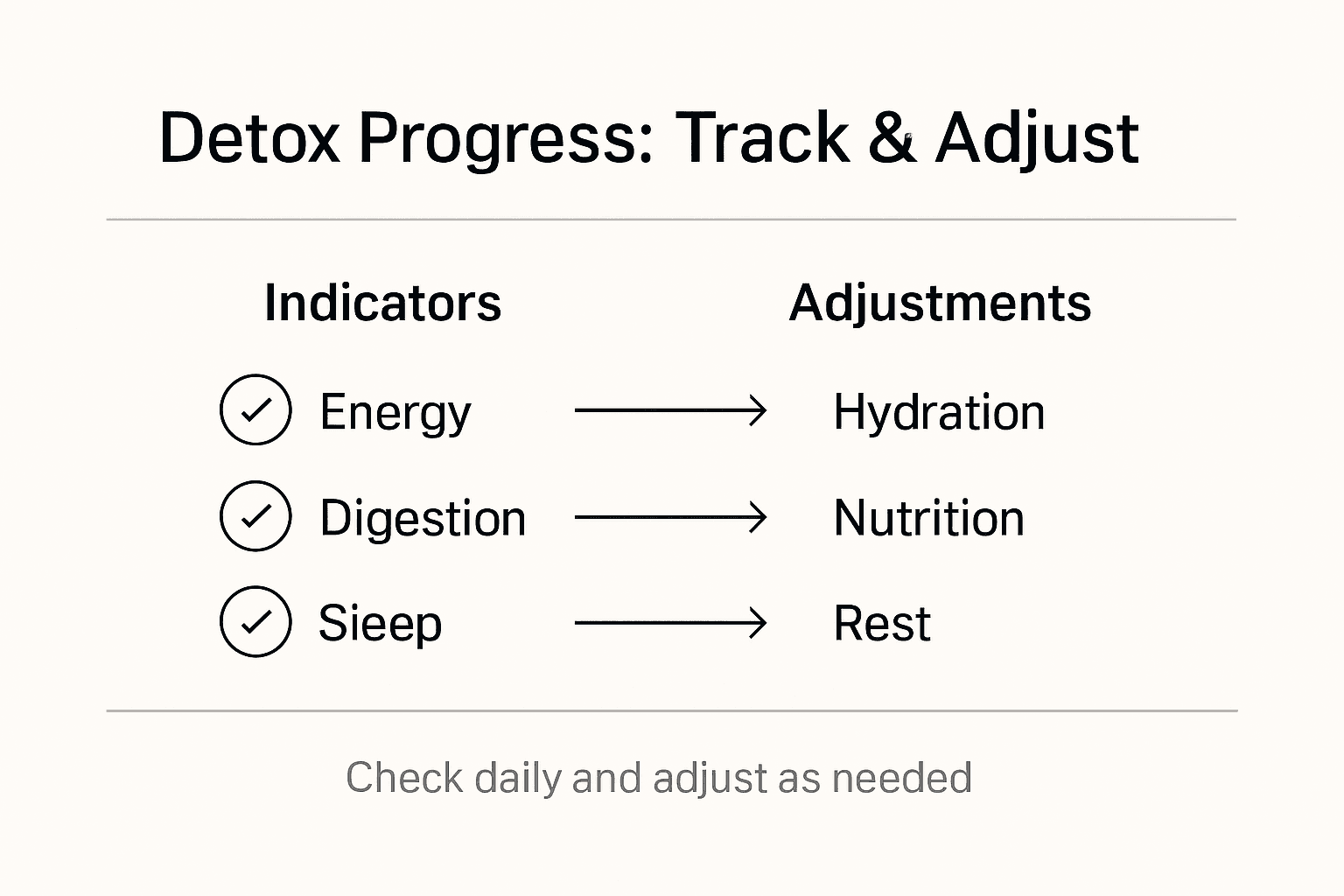 Infographic tracking key detox indicators
