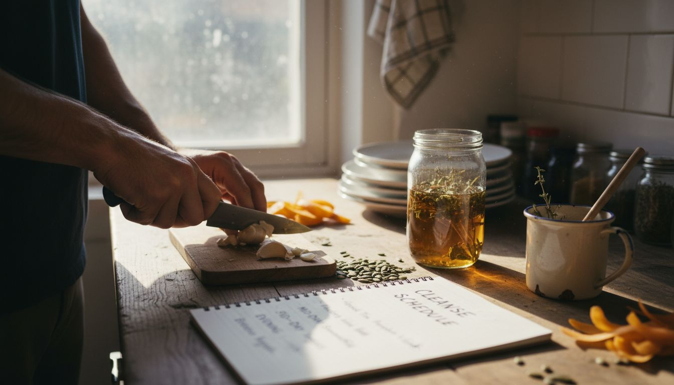 Preparing holistic cleanse with natural ingredients