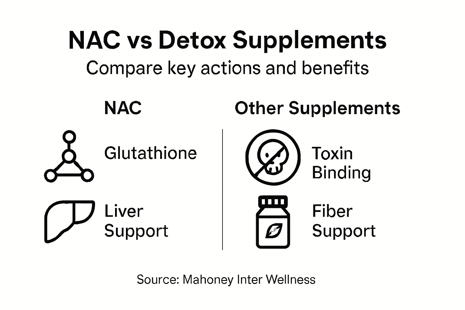 Infographic comparing NAC with detox supplements