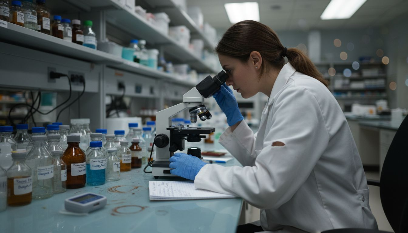 Lab technician studying parasite samples