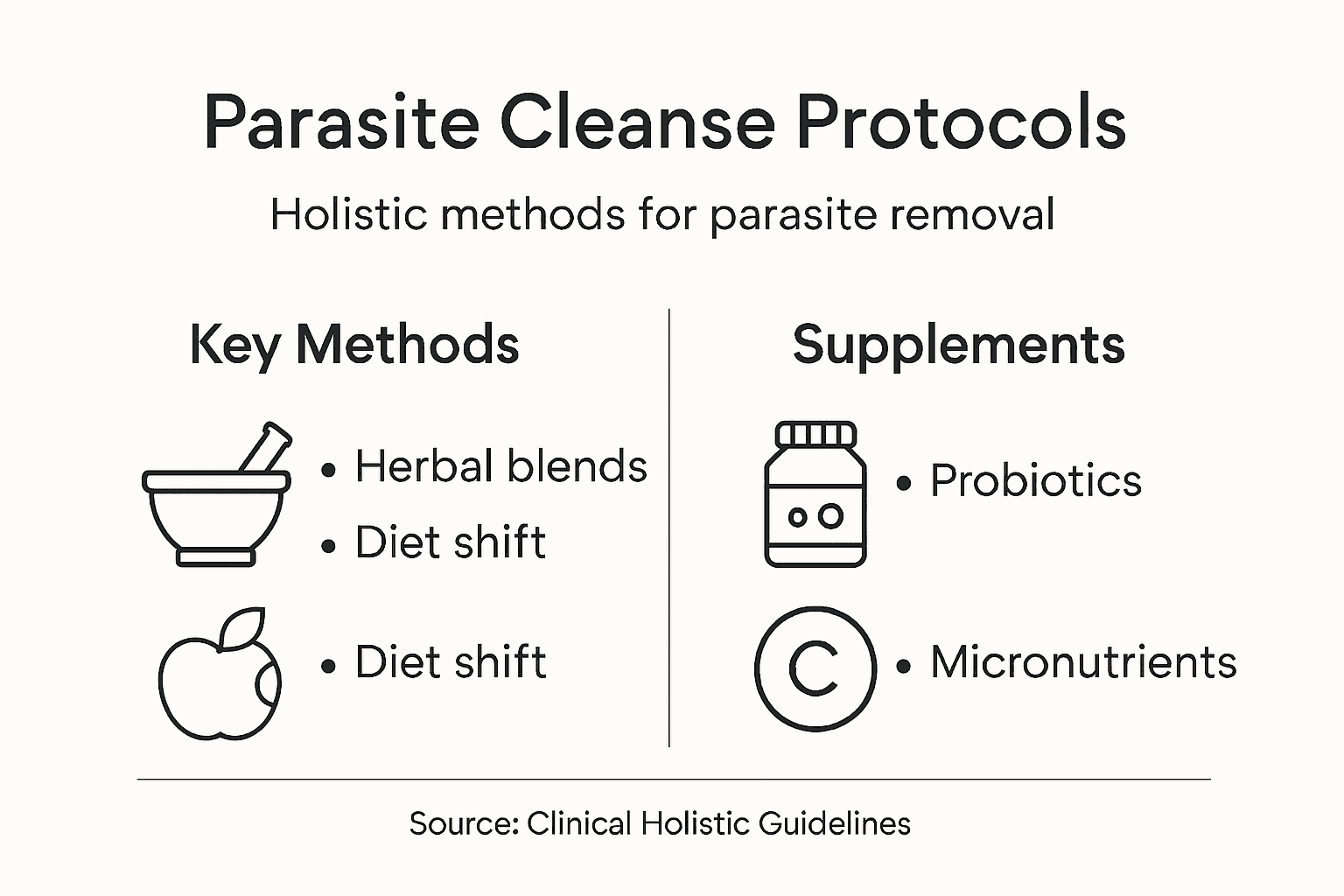 Infographic of parasite cleanse methods and supplements