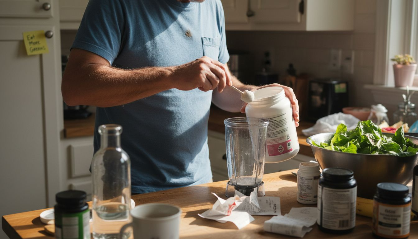 Man measuring supplements for detox protocol