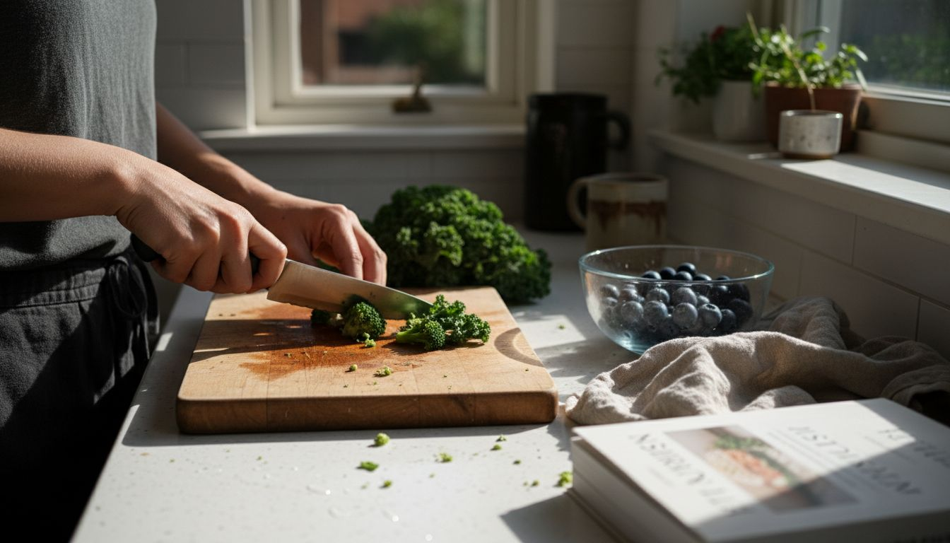 Preparing detox foods on kitchen counter