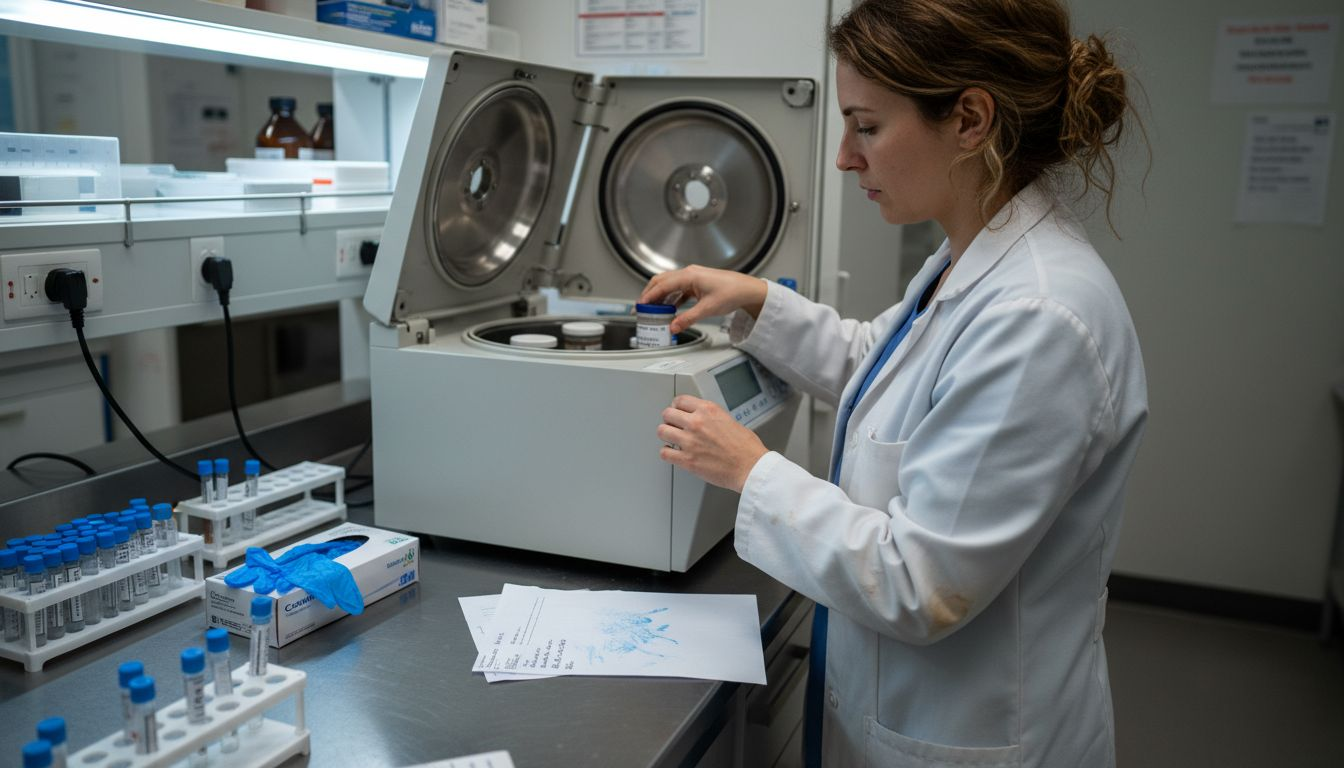 Lab technician testing gut parasite samples