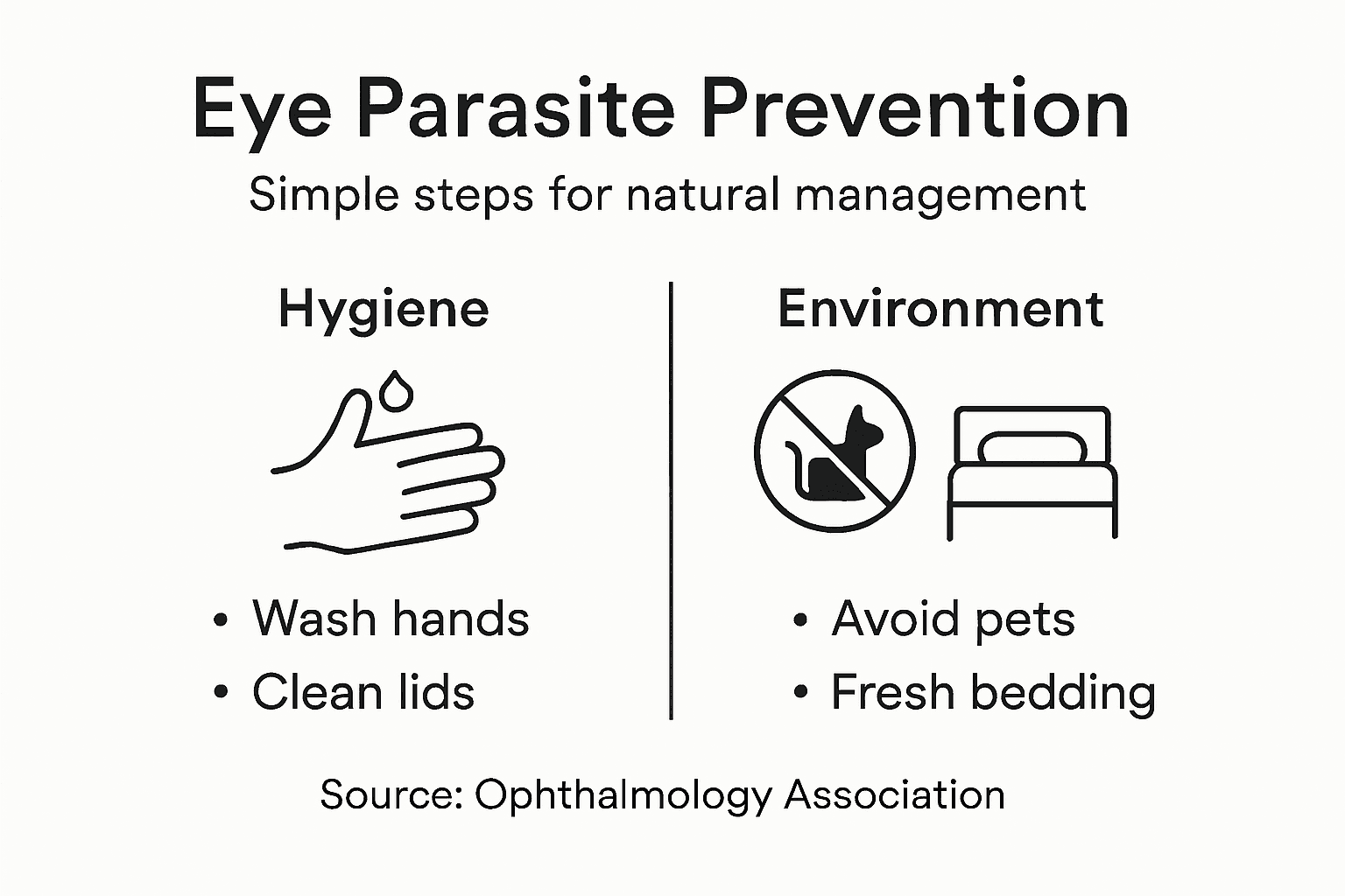 Infographic showing natural eye parasite prevention steps