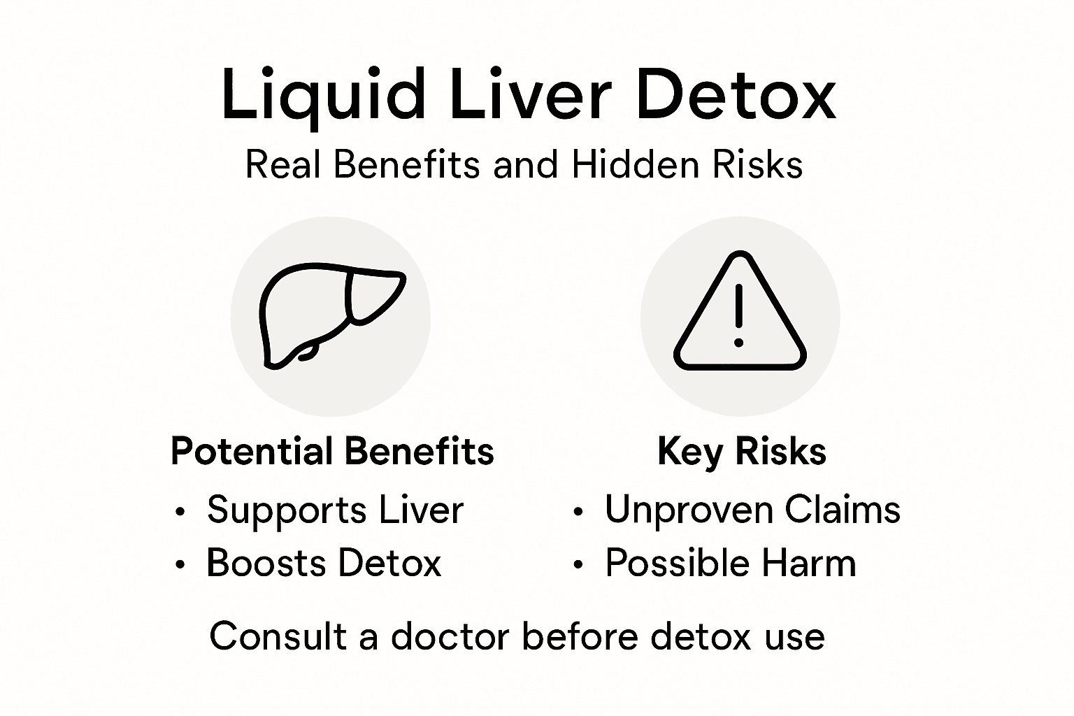 Infographic showing liver detox benefits and risks