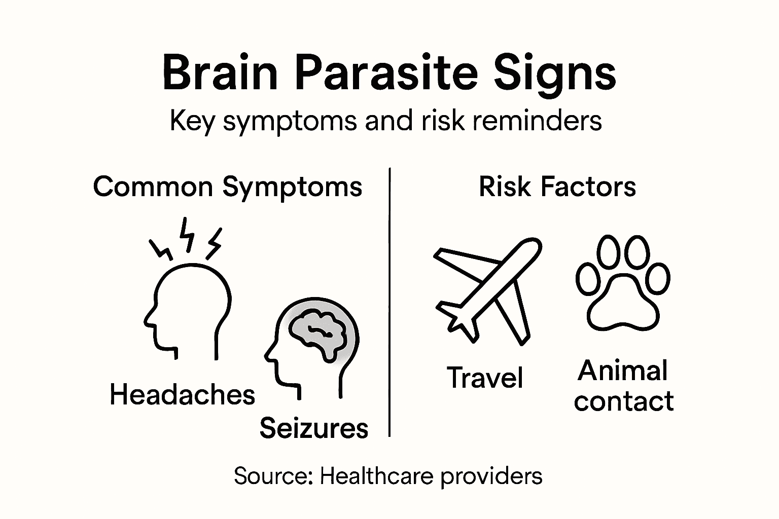 Infographic with brain parasite symptoms and risks
