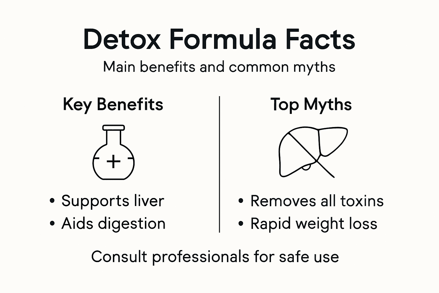 Infographic showing detox formula benefits and myths