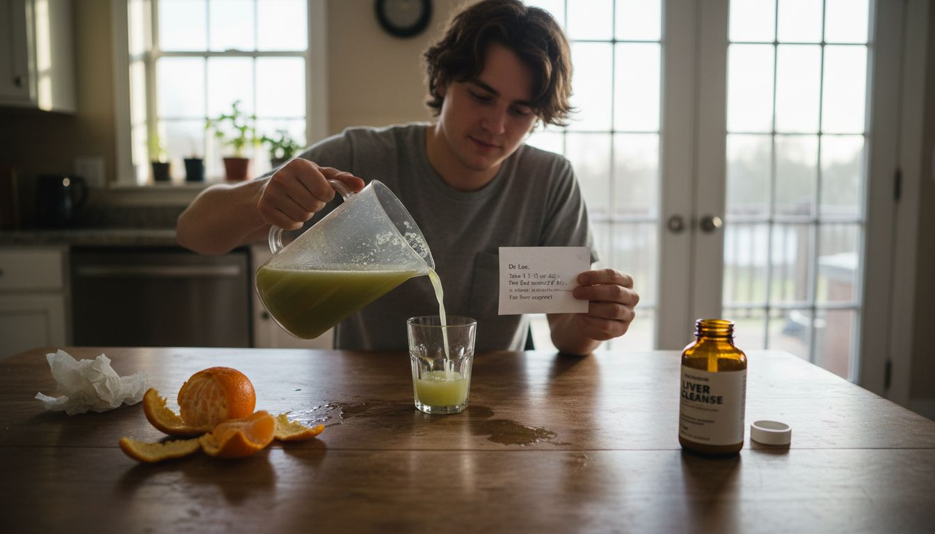 Person preparing liver detox routine