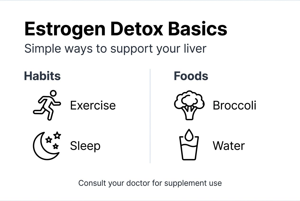 Infographic showing lifestyle and dietary changes for estrogen detox