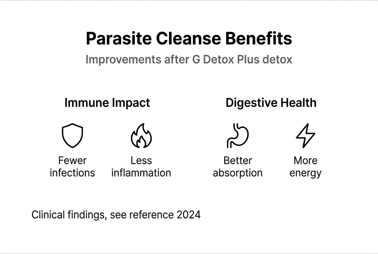 Infographic overview of health outcomes after parasite cleanse