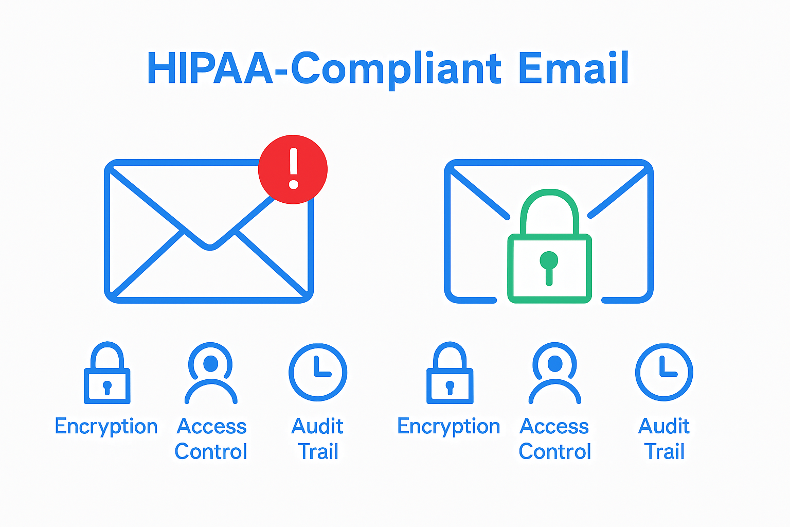 Comparison of standard vs. HIPAA-compliant email security features