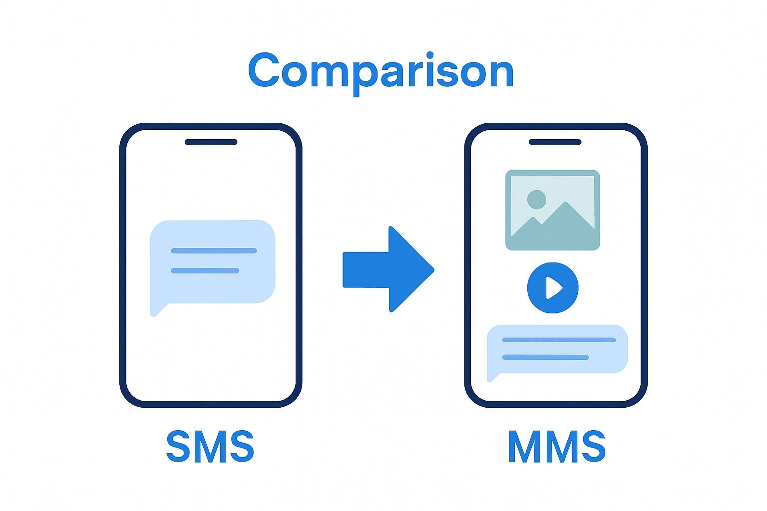 Business SMS vs MMS illustrated comparison