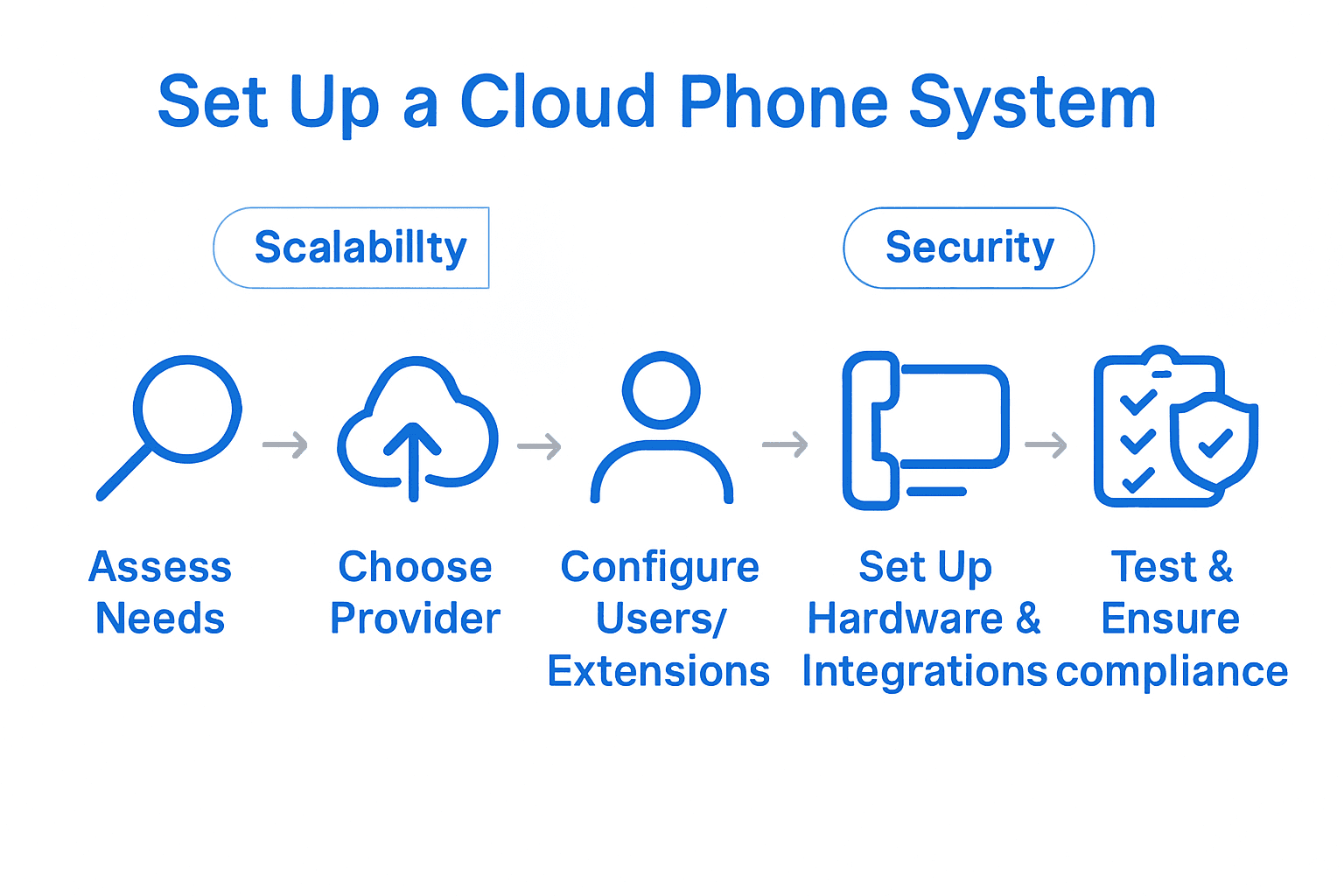 Five steps infographic for setting up cloud phone system