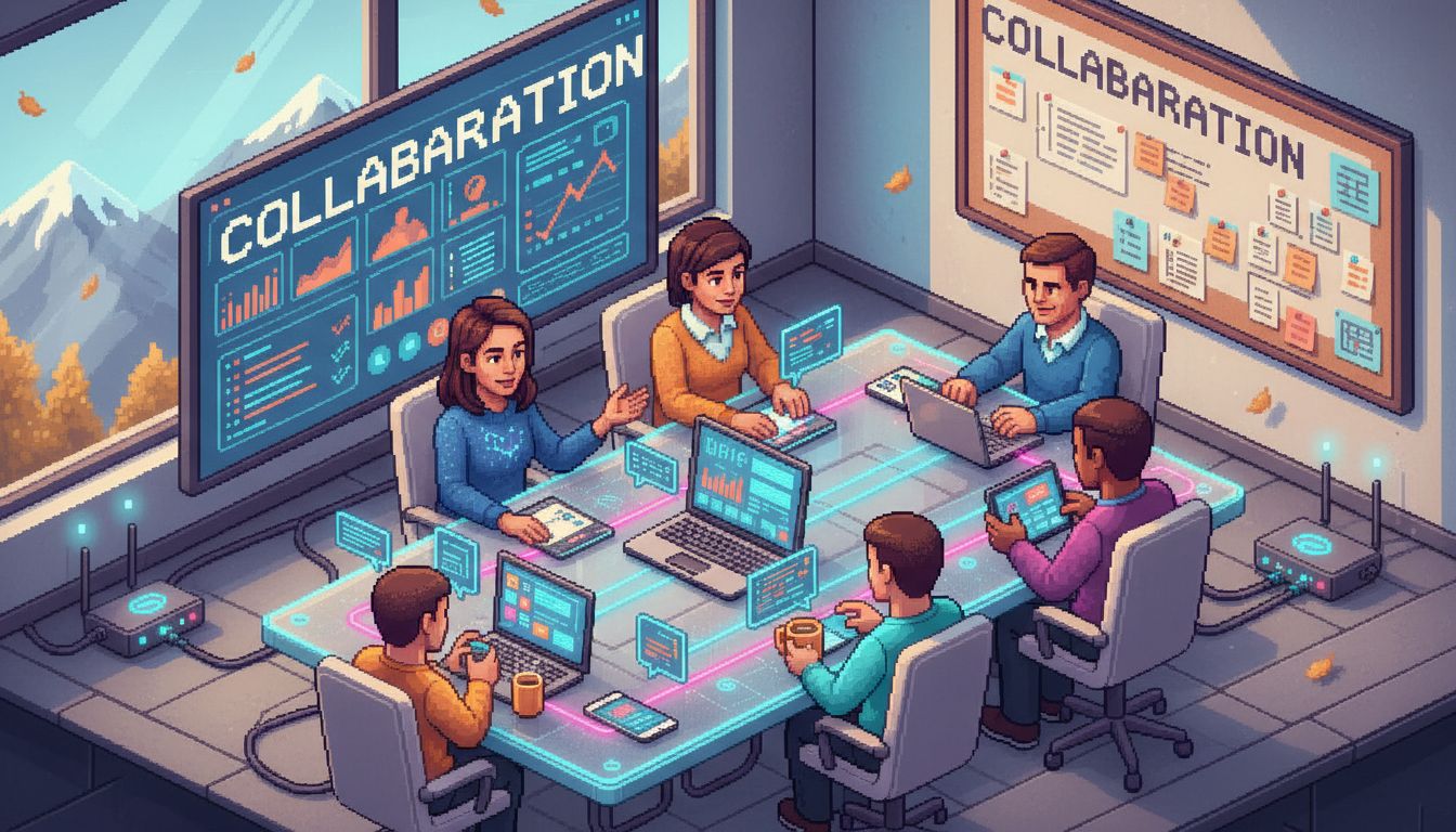 Team collaborating with digital messaging tools