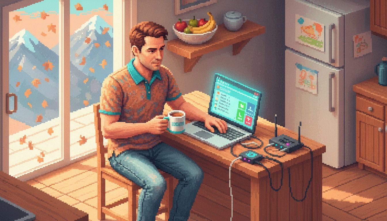 Remote worker using a laptop softphone