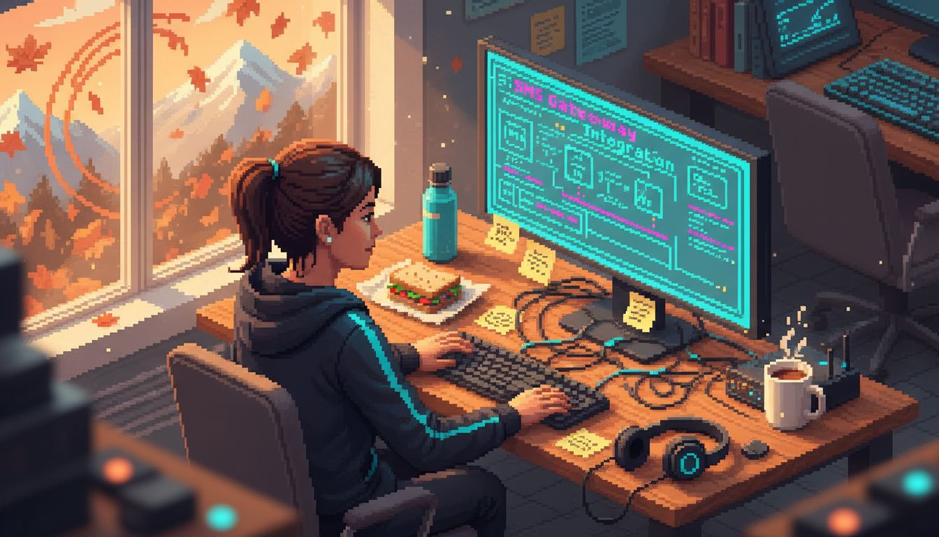 IT specialist working on SMS system integration