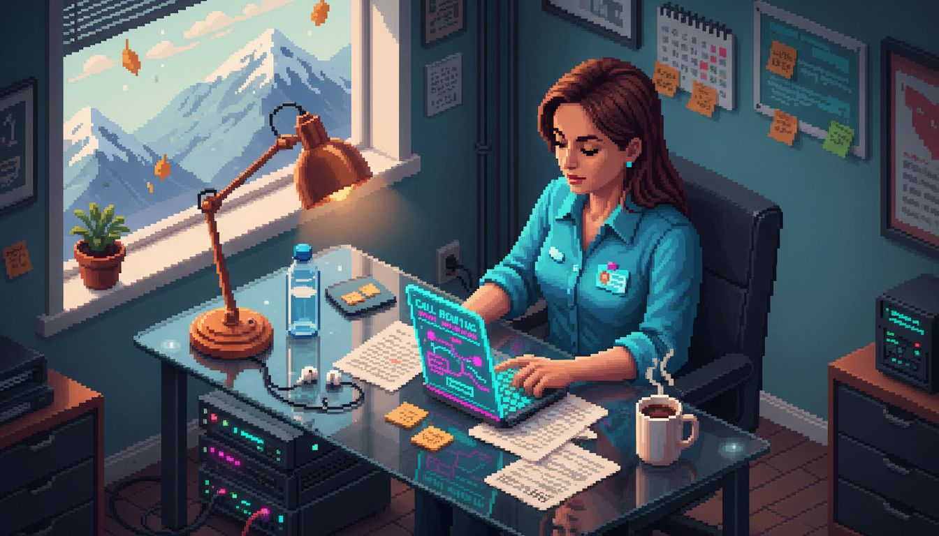 Paralegal using smart phone system at desk