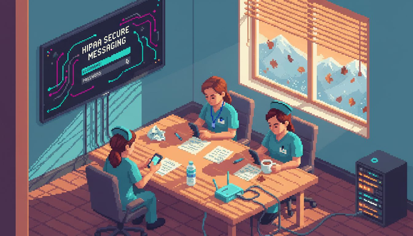 Healthcare staff using secure messaging platform