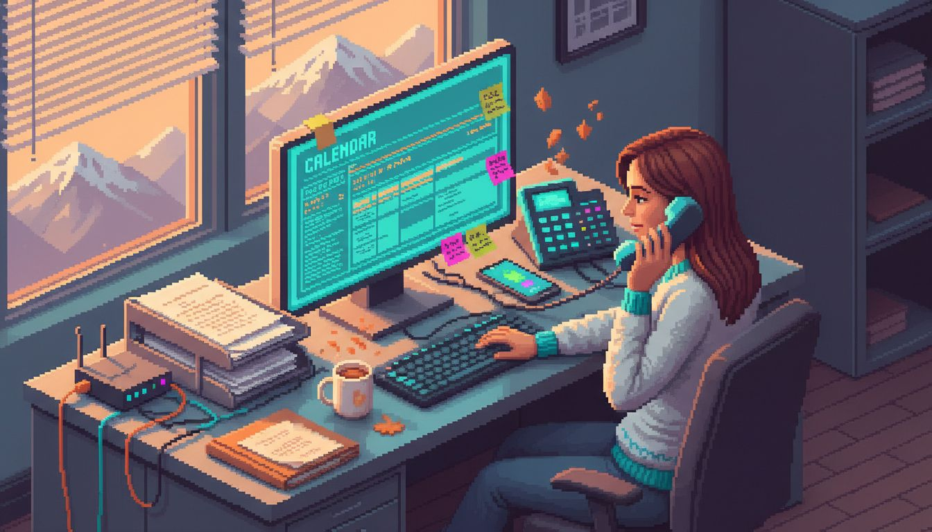Receptionist juggling calls and appointments