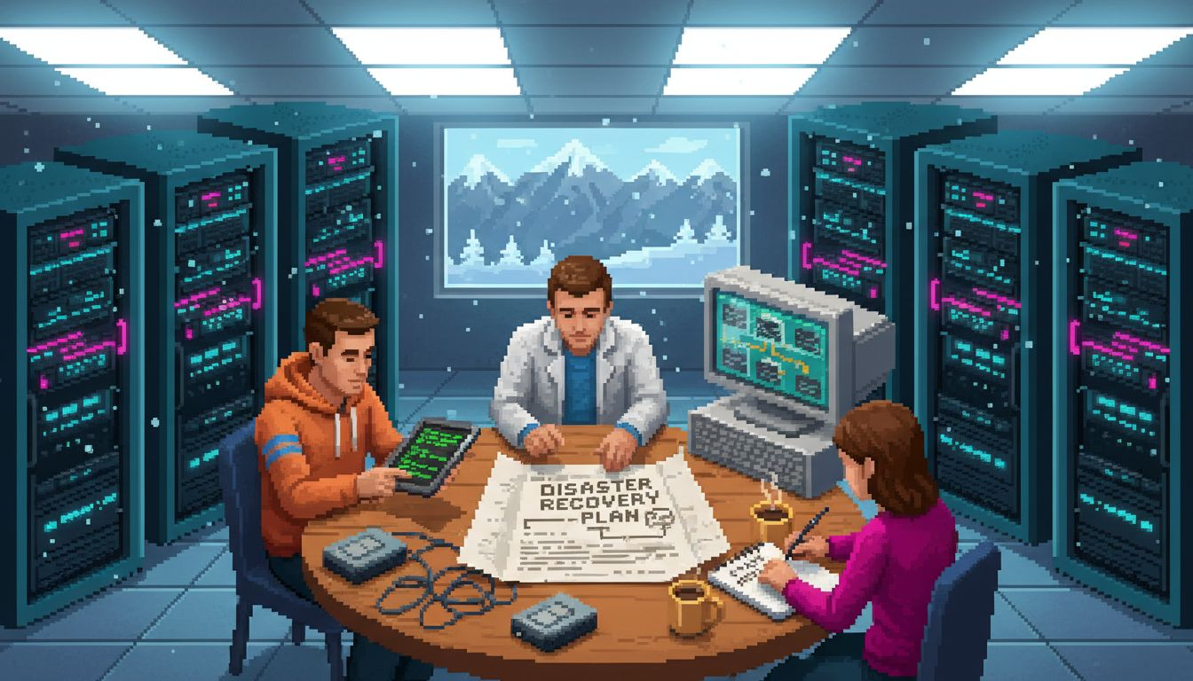 IT staff discussing recovery plan details