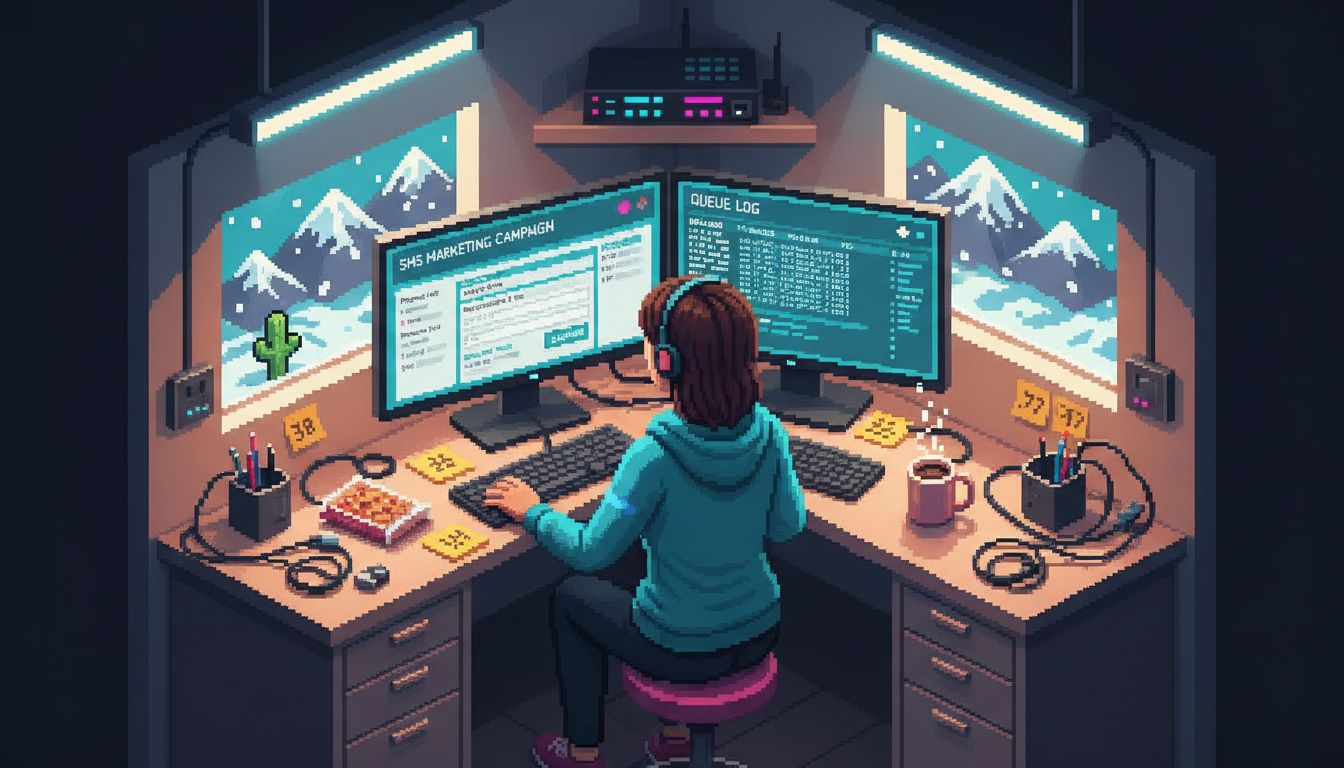 IT specialist working on SMS dashboard