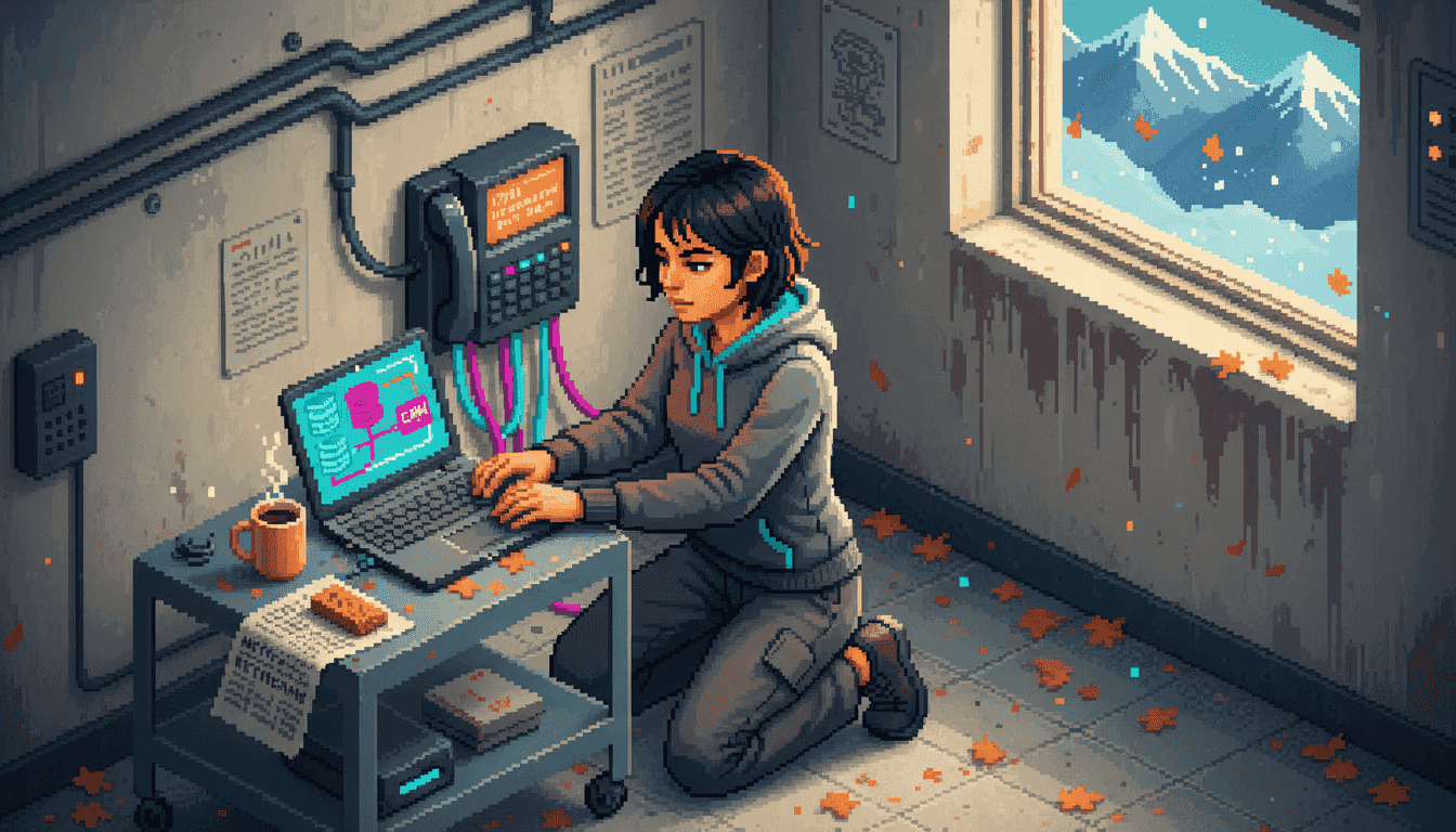 Technician configures encrypted business phone system