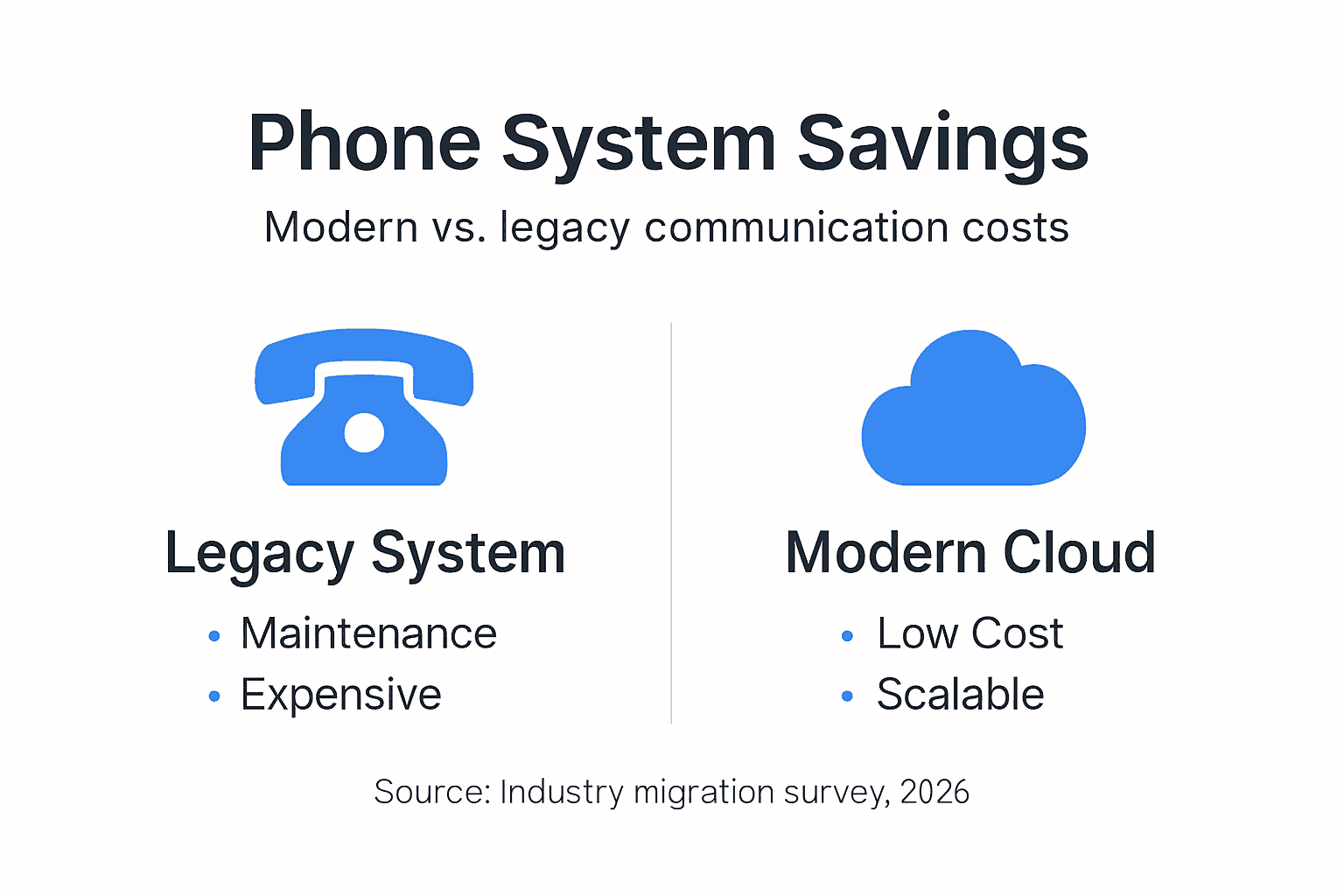 Infographic comparing legacy and modern phone system savings