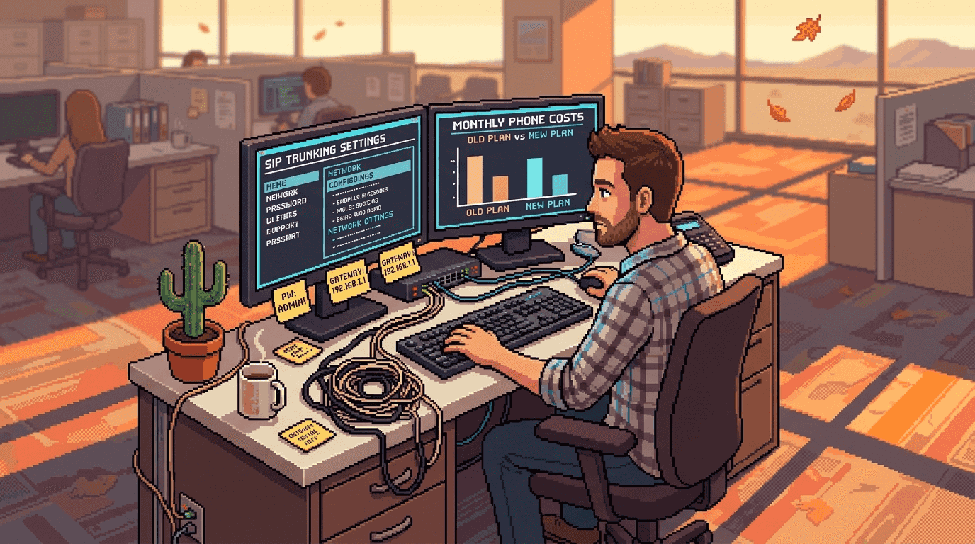 IT manager checking SIP trunking cost