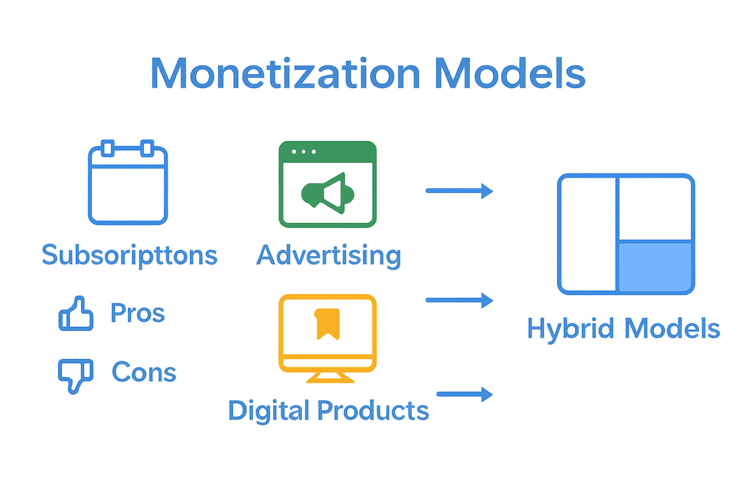 Infographic comparing content monetization models.