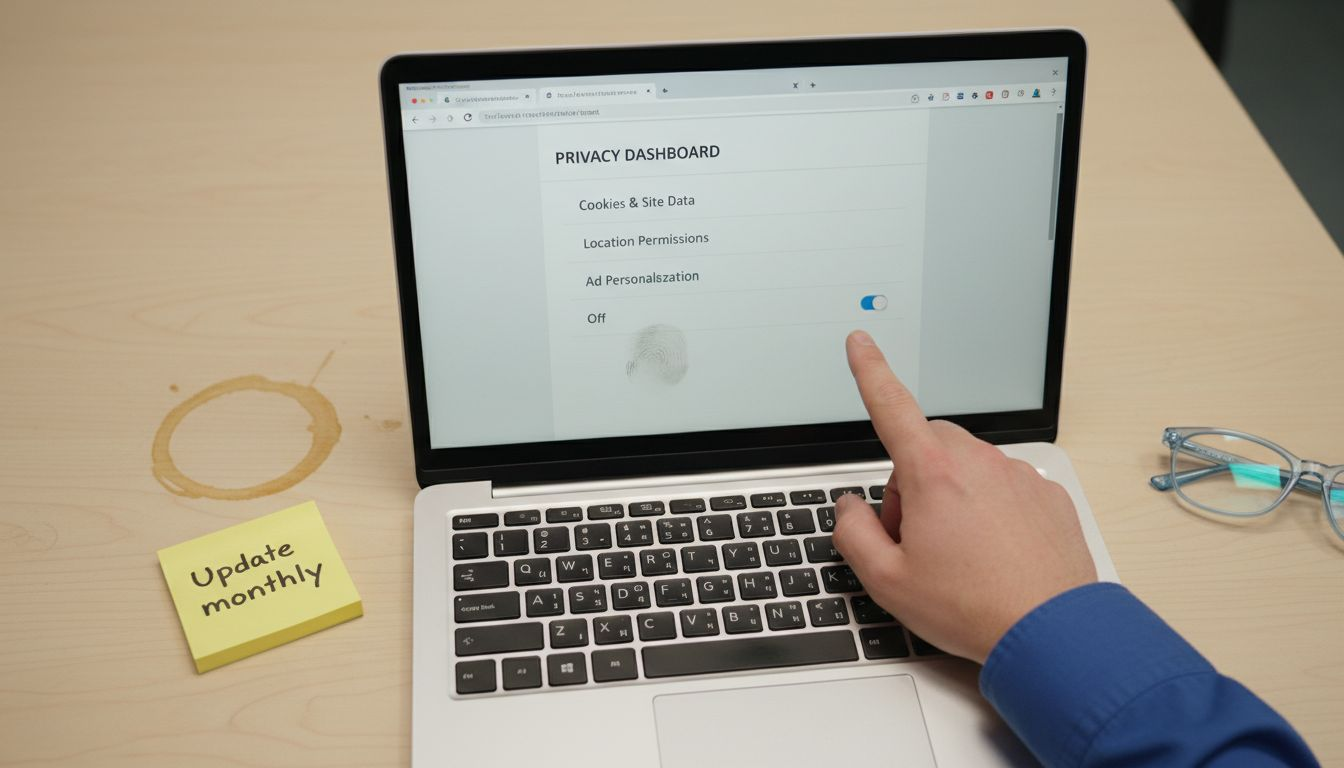 Laptop showing browser privacy settings page