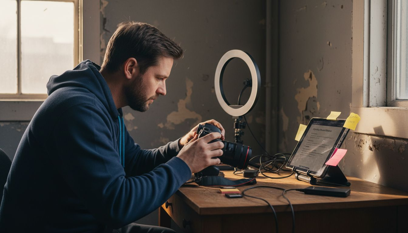 Creator setting up for exclusive content