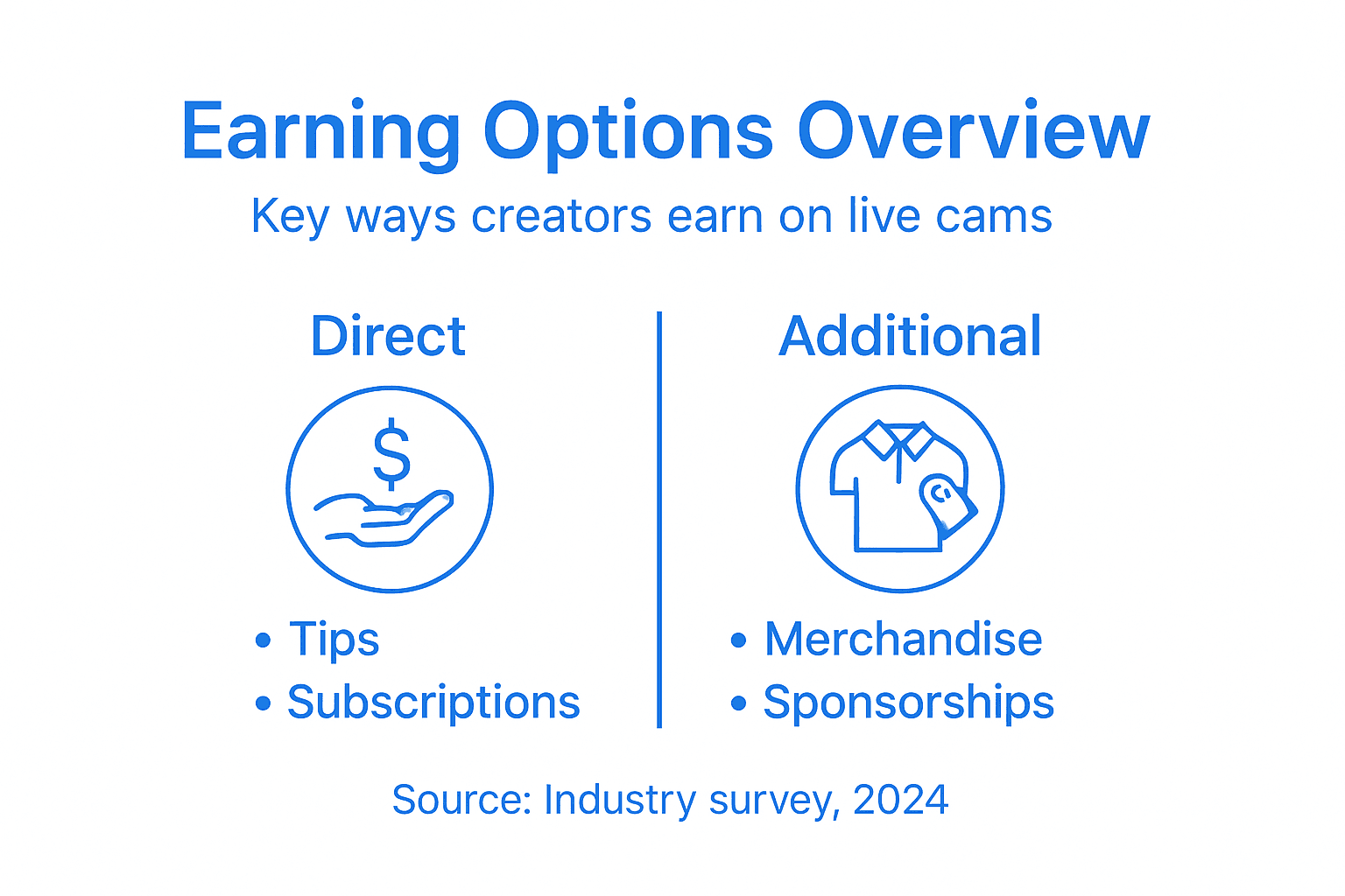 Infographic showing live cam monetization channels