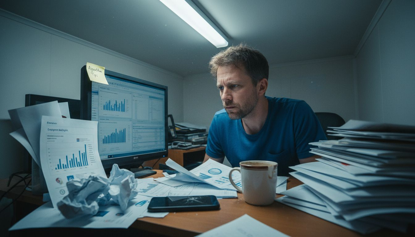 Creator researching platform algorithms at desk