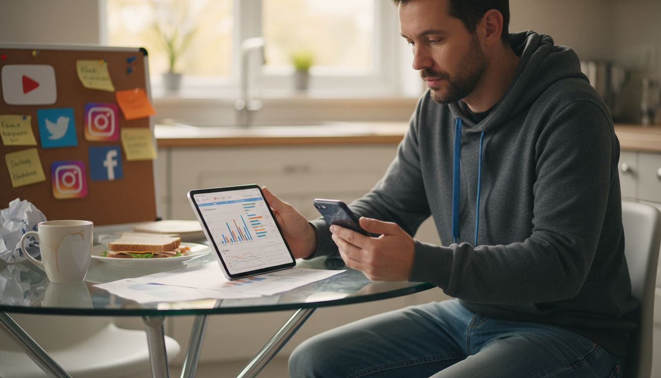 Adult creator reviewing digital strategy