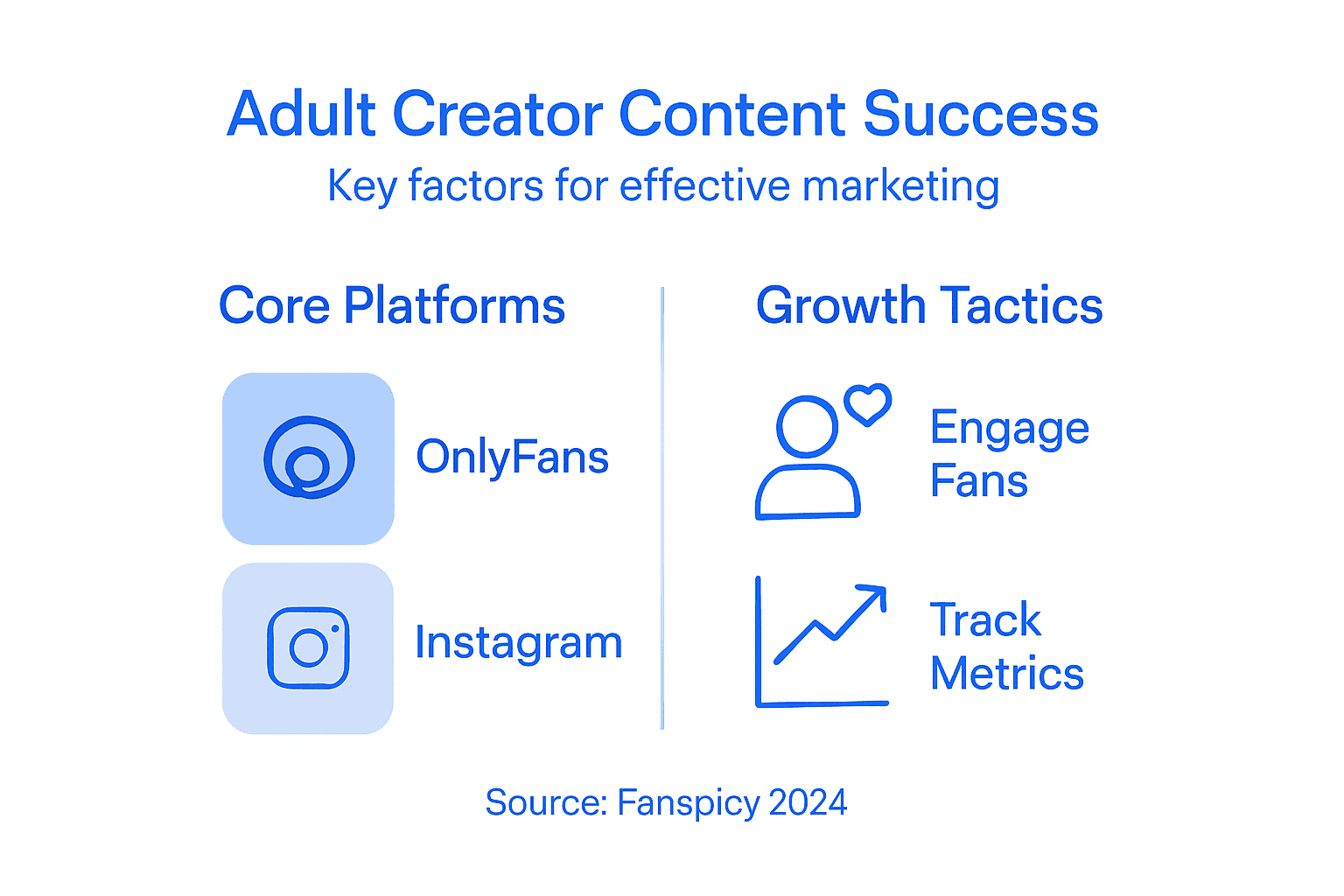 Infographic summarizing adult creator marketing steps
