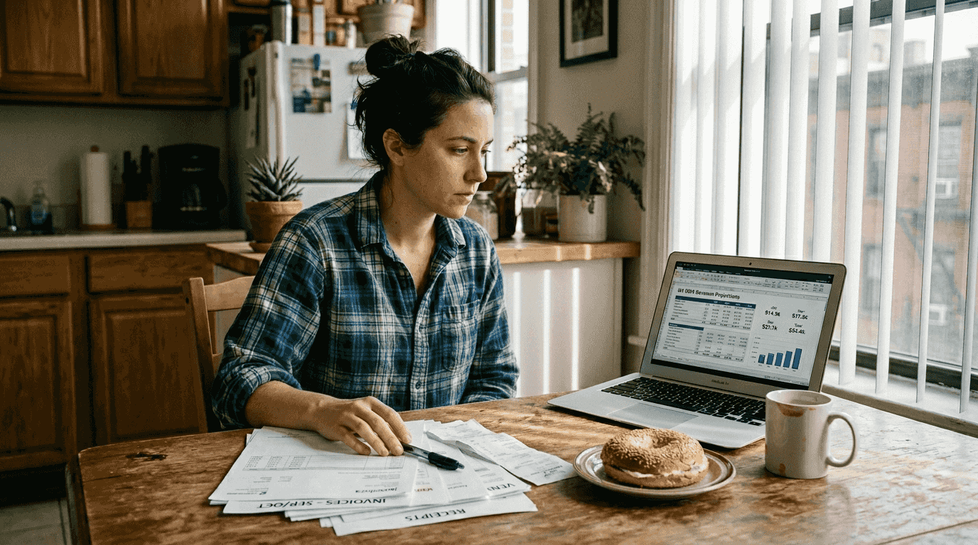 Woman analyzing subscription platform income